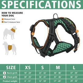PET'S HUB Small Dog Harness, No Pull Pet Harness With 2 Lead Clips, Soft Padded Dog Vest Harness, Reflective & No-Choke Control Handle, With Leash. (Green, Large)