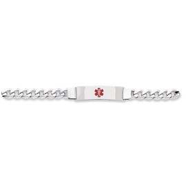 Sterling Silver Rhodium-plated Medical ID Curb Link Bracelet
