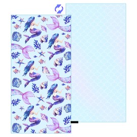 Melonboat Mermaid Microfiber Beach Towel: Extra Large Pink Purple Quick Dry Beach Towel for Travel, Sand Free Super Absorbent, Lightweight Compact for Kids Girl Trip Vacation Beach Bath Yoga Pool Swim