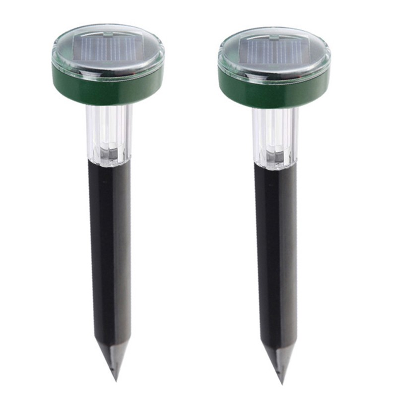 2Pcs 2 in 1 LED Solar Mole Repellent Ultrasonic Outdoor