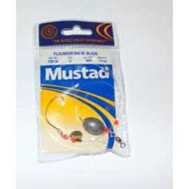 Mustad Hook Flounder Fluke Cut Bait Fishing Rig 3/4 oz 40 LB Leader Size 2