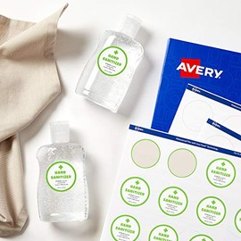 Avery Waterproof Round Labels with Sure Feed, Print to the Edge, 1.5" Diameter, 2,000 White Labels (36588)