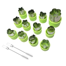 MEISO 12 Piezas Conjunto Cortador Vegetales, Animales Dibujos Animados Estrella La Flor Sello Corazón Moldes Alimentos Decorativos Mini Cortador Herramientas Para Hornear Galletas Para Niños Cocina