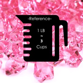 CYS EXCEL Acrylic Pink Crushed Ice Vase Fillers (Approx. 180-190 PCS, 3 Cups) | Multiple Color Choices Plastic Crushed Glass for Arts & Crafts | Acrylic Rock Gems Table Scatter