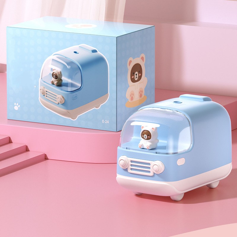 Cute Small Humidifier 350ml Bear Bus Shape USB Charging Portable