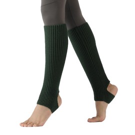 BrightGlow Women's Ballet Leg Warmers Short Girls Leg Warmers with Heel Hole Cuff Leg Warmers Women's Sock Leg Warmer for Ballet Fitness Yoga, dark green, One size fits all