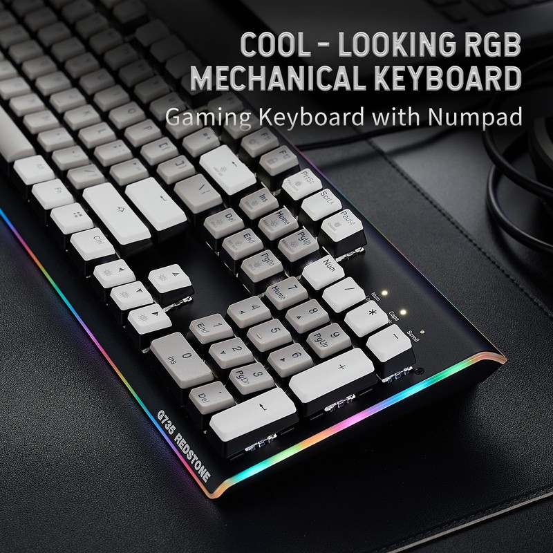 Hexgears GK735 Wired Full Size Mechanical Keyboard, Aluminum Housing Built