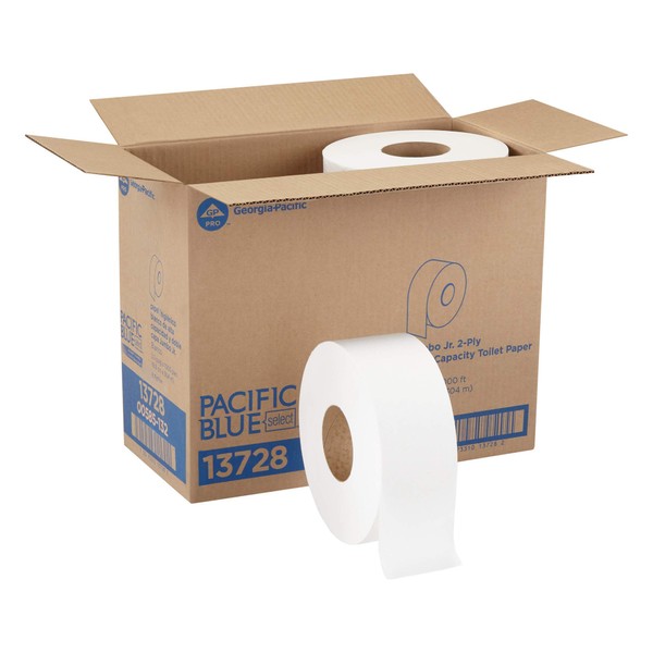 Pacific Blue Select 2-Ply Jumbo Jr. 9" Toilet Paper by GP PRO (Georgia-Pacific); 13728; 1;000 Linear Feet Per Roll; 8 Rolls Per Case
