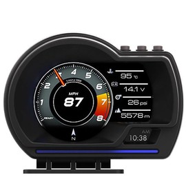 Car Head Up Display, Cars Heads Up Display, Horizontal Vehicle Display, OBD2 + GPS, with Adjustable Holder, Speed, Overspeed Alarm, Multilingual Display, for All Vehicles