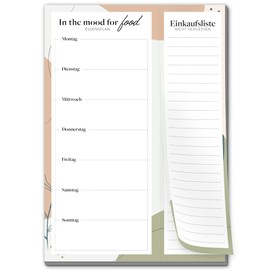 Primus Print Menu Planner with Shopping List - Food Planner - Shopping List - Notepad - A5 - Meal Plan - Diet Plan (Colourful, 1)