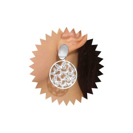 Yheakne Boho Butterfly Circle Earrings Gold Disc Coin Stud Earrings Vintage Butterfly Circle Drop Earrings Hollow Butterfly Disc Earrings Jewellery for Women and Girls, Zinc