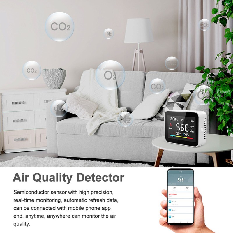 Indoor Air Quality Meter Wireless WiFi Intelligent CO2 Detection Temperature