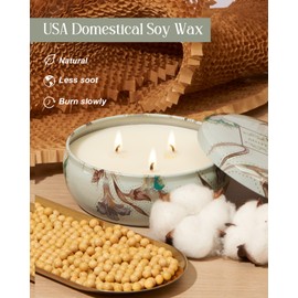 M&SENSE Mint Basil Scented Candles 12oz 40 Hour Long Lasting, 3 Wick Soy Candles for Home Scented, Travel Tin Natural Highly Scented Candle Gift for Women Men