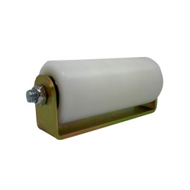 Slide Gate Guide Roller 6” Rear Post Welded Assembly Heavy Duty Anti Tipping Sealed Ball Bearing Sliding Rolling Gates Guider White UHMW Hard Nylon with C Bracket - Eagle EG098