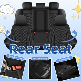 AOMSAZTO Car Seat Covers Full Set Fit for Nissan Rogue 2010-2024: Faux Leather Car Seat Covers Comfortable Breathable Waterproof Compatible Airbag(5 Seat Covers Black)