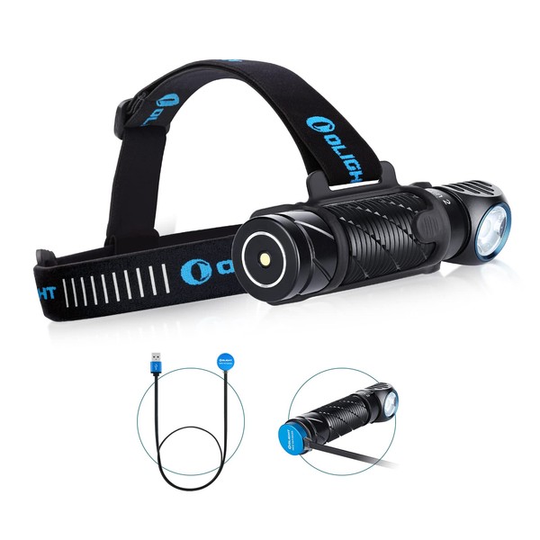 Olight Perun 2 Powerful Rechargeable LED Head Torch 2500 Lumens 166 m Headlamp for Camping, Sports, Work, Fishing, Emergency etc Waterproof IPX8 Black
