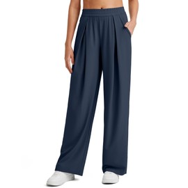 G4Free Work Pants Women High Waist Travel Pants Quick Drying Slack Lounge Pants Work Pants Casual Yoga Wear(Dark Navy,S,27")