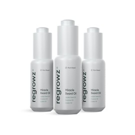 Regrowz Beard Oil 30 ml Pack of 3 – Natural Beard Growth Moisturiser with Coconut and Jojoba Oil – Soften, Nourish & Hydrate Dry, Itchy Beard – Promote Thicker & Fuller Beard
