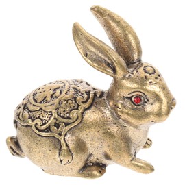 iplusmile Brass Rabbit Figurine Decoration Zodiac Rabbit Ornament for Year Desktop Decor Creative Bunny Design for Office Home Bar and Shop Window Unique for Friends and Family