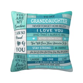 VMASUEY Granddaughter Gifts, Gifts for Granddaughter Throw Pillow Covers 18"X18", Granddaughter Gifts from Grandma, Birthday Gifts for Granddaughter, Granddaughter Gift Ideas for Graduation Christmas