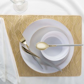 Home Details 4 Pack Vine Laser Cut Placemat, Kitchen, Dinning Room, Place Setting, Décor, Gold