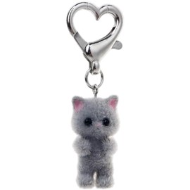 grandslamEX Cat Ribbon, Plush Keychain, Accessory, Korean Charm, Keyring, Key Chain, Bag Charm, Wallet, Smartphone, Custom, Cute, Stylish, Women's, Adults, Girls, Pair, Bear, Rabbit Heart, Grey Heart