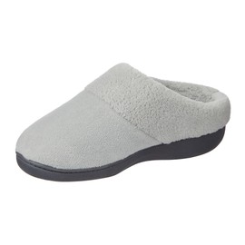 Isotoner Women's Classic Hoodback W Memory Foam Slipper, Light Grey, 8.5-9