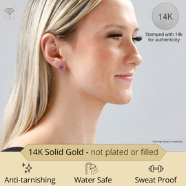 MAX + STONE 14k White Gold Teardrop Created Green Emerald Pear Shape Stud Earrings for Women with Push Backs and 8mm x 6mm May Birthstone