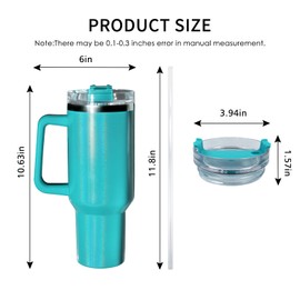 MAIKESUB 40 oz Sublimation Blank Rainbow Tumbler with Handle and Straw Lid Insulated Cup Reusable Stainless Steel Water Bottle Travel Mug for Water(rainbow cyan green)