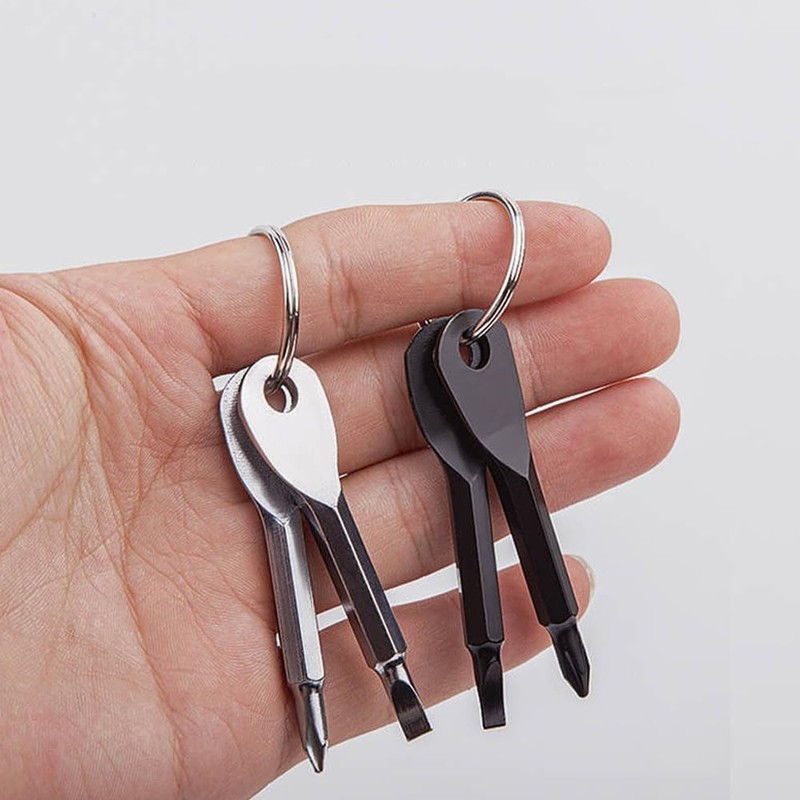 2 Pack Keyring Screwdriver, Portable Phillips Flathead Keychain Screwdriver Outdoor