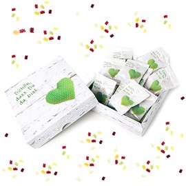 Logbuch-Verlag Gift Box Filled with 25 "Schön dass du da bist" Give-Aways for Guests Christening Communion Wedding Green White