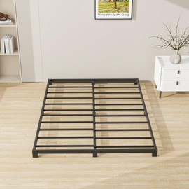 VERFARM 3 Inch Bed Frame Full Size Low Profile, Full Heavy Duty Platform Bed Frame No Box Spring Needed, Easy Assembly, Noise Free, Black