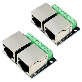 PENGLIN 2 x RJ45 Ethernet Breakout Board Double Socket Adapter, 3.5 mm Pitch 8-Pin RJ45 Screw Connection, RJ45 Double Sockets to 8 Pins Adapter