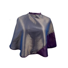 DB ZENGZI Patchwork Color Block Makeup Cape, Beauty Salon Shorty Smock for Apron Shortie Makeup Bib Styling Shampoo Cape (grey-gold&purple)