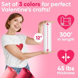 Paclord 12" x 1200" (100 ft) Valentine's Day Kraft Paper Rolls Set, 45 Lbs - Red, Pink, White Kraft Paper - Made in USA Colored Paper for Crafts, DIY, School, Gift Wrapping