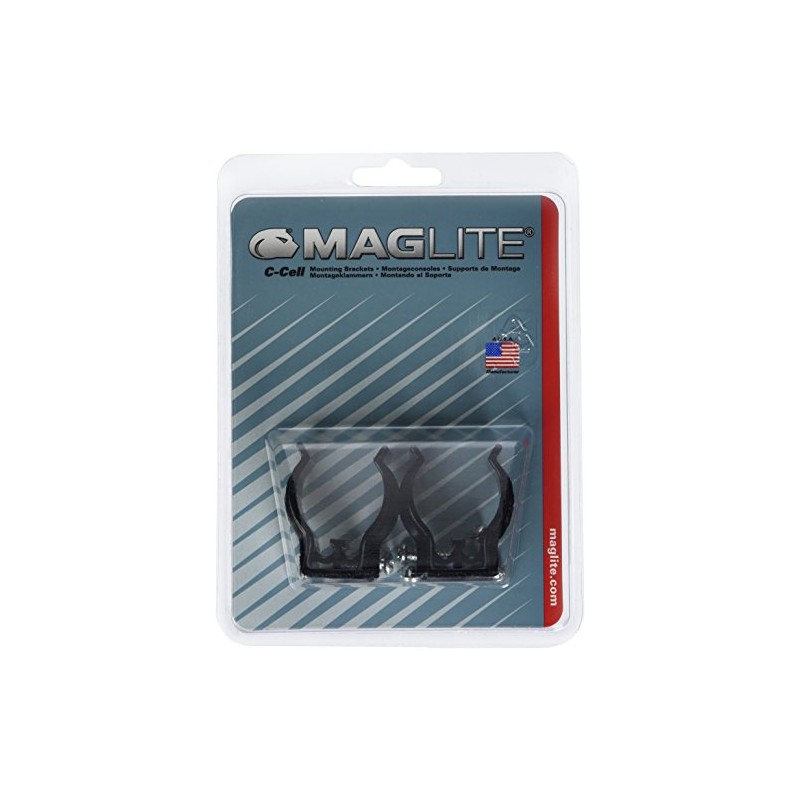 Maglite Black Universal Mounting Brackets for C-Cell Flashlight, 2 pk
