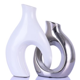 Ceramic Centerpiece vase Set of 2, Modern Decorative vases, Bohemian Skeleton vases Home Decor Aesthetics for Kitchen cabinets upscore Office Bedroom Dresser Entry