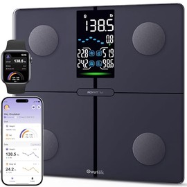 Ovutek Smart Scale for Body Weight, Professional Digital Bathroom Scale Large Display, BMI, Body Fat, Muscle Mass, High Accurate Body Composition Machine with Fitness App (Dark Black)