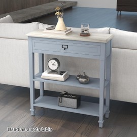 kinbor Skinny Console Table - Narrow Sofa Tables with Drawer and Storage Shelves for Front Door Entryway Hallway Living Room, Grey