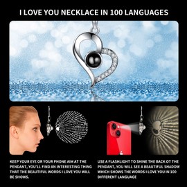 YJYJHOPE Forever Rose with I Love You Necklace in 100 Languages, Gift for Girlfriend, Eternal Rose Box, Rose Box with Necklace for Mom Woman Wife Girlfriend, Christmas, Valentine's Day Gift