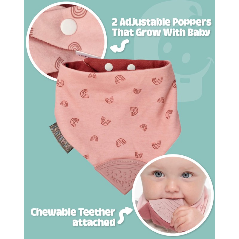 Cheeky Chompers 2-in-1 Baby Dribble Bib With Soft Silicone Teether,