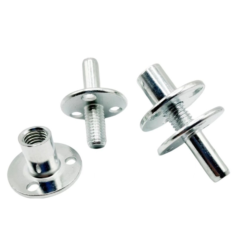 2 Sets M12 Metal Bedpost Connectors Screw-in T-nut Bedpost Connectors