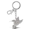 Aqua79 Hummingbird Keychain - Silver 3D Sparkly Bird Charm Rhinestones,