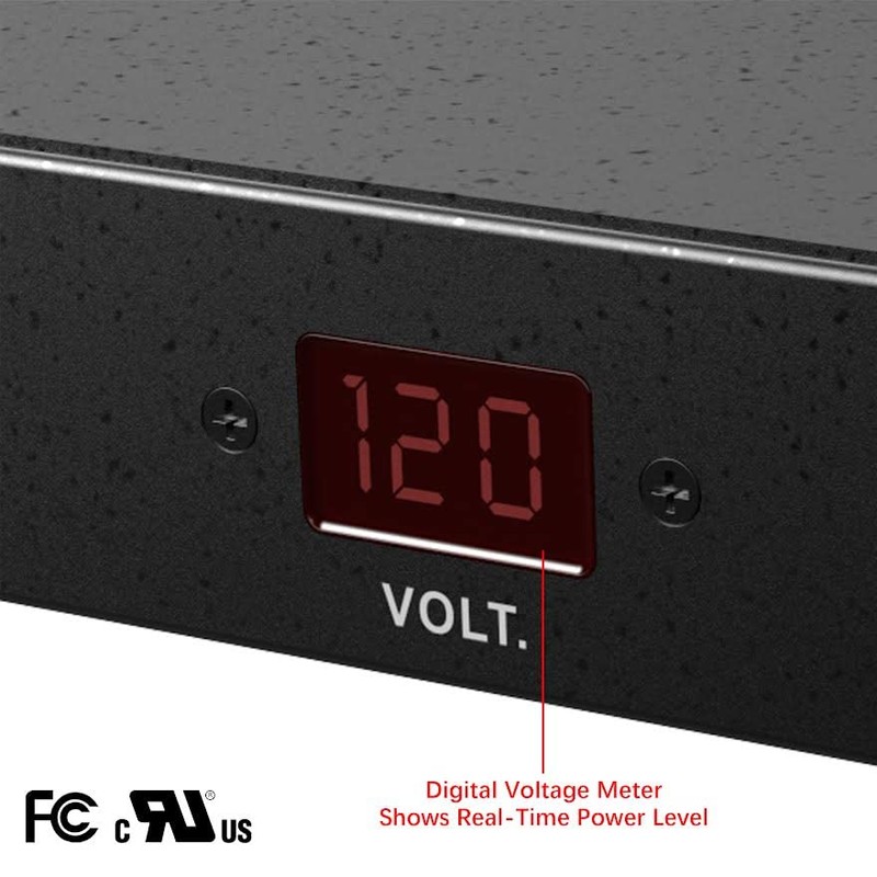 Clear Power 11-Outlet 2160J Rackmount Surge Protector PDU w/LED Lights