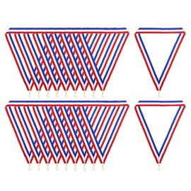 PATIKIL Award Neck Ribbons with Snap Clips, 10 Pcs Polyester Striped Medal Lanyards Ribbon for Competitions Sports Meetings Sports Party, Red White Blue