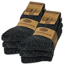 Sockenkauf24 6 Pairs Norwegian Socks with Wool in Black, Grey or Anthracite Men's Socks – AD220 - 47-48