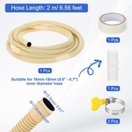 PATIKIL 6.5Ft Air Conditioner Drain Hose Kit Universal AC Drain Hose with Straight Connector for Drain Hose Extension Mini Split AC Ductless Heat Pumps AC Drainage HVAC Extender, Yellow