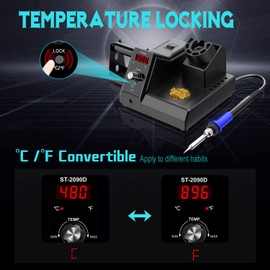 Soldering Station, 110V 80W Digital Soldering Iron Kit with Smart Temperature Control (176°F-896°F), Auto Standby Sleep Solder Station for School Lab, Hobby, Electronics (80W Black)