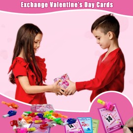 TMLDOT Valentines Day Cards - 16 Packs LED Finger Lights with Valentine Cards, Light Up Toys Bulk Valentines Exchange Party Favors for School Classroom