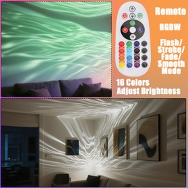 QENLAI LED Ocean Wave Light Bar Pro, 16 Color Water Ripple Projector Wall Lamp with Remote, Light Up 20x20ft Night Lights, Mood Lighting for Bedroom, Home & Parties Decor